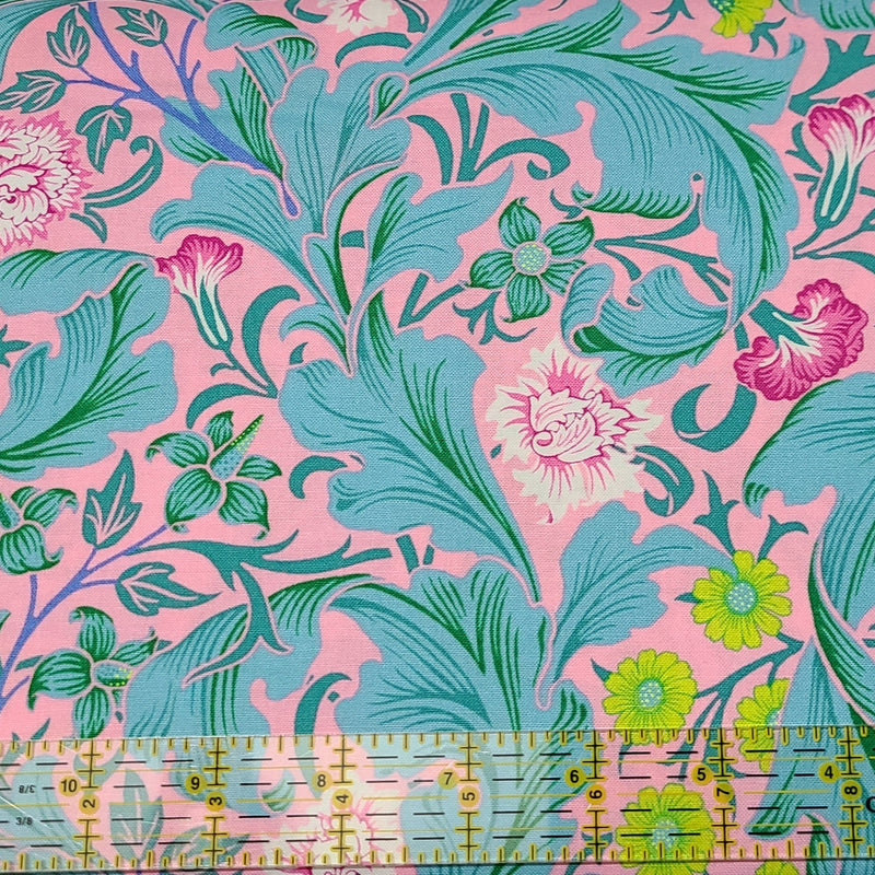 Quilting Cotton Kaffe Fassett x The Original Morris & Co. Floral Leicester Aqua