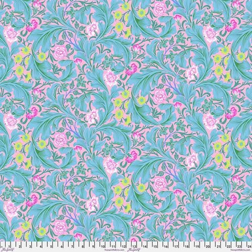 Quilting Cotton Kaffe Fassett x The Original Morris & Co. Floral Leicester Aqua