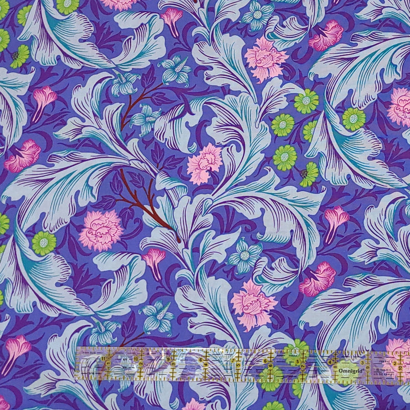 Quilting Cotton Kaffe Fassett x The Original Morris & Co. Floral Leicester Cobalt
