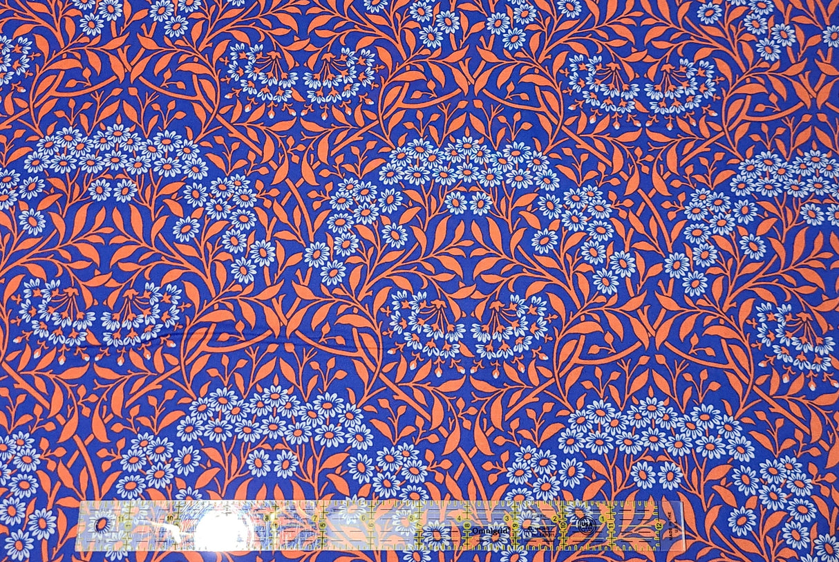 Quilting Cotton Kaffe Fassett x The Original Morris & Co. Floral Michaelmas Daisy Cobalt