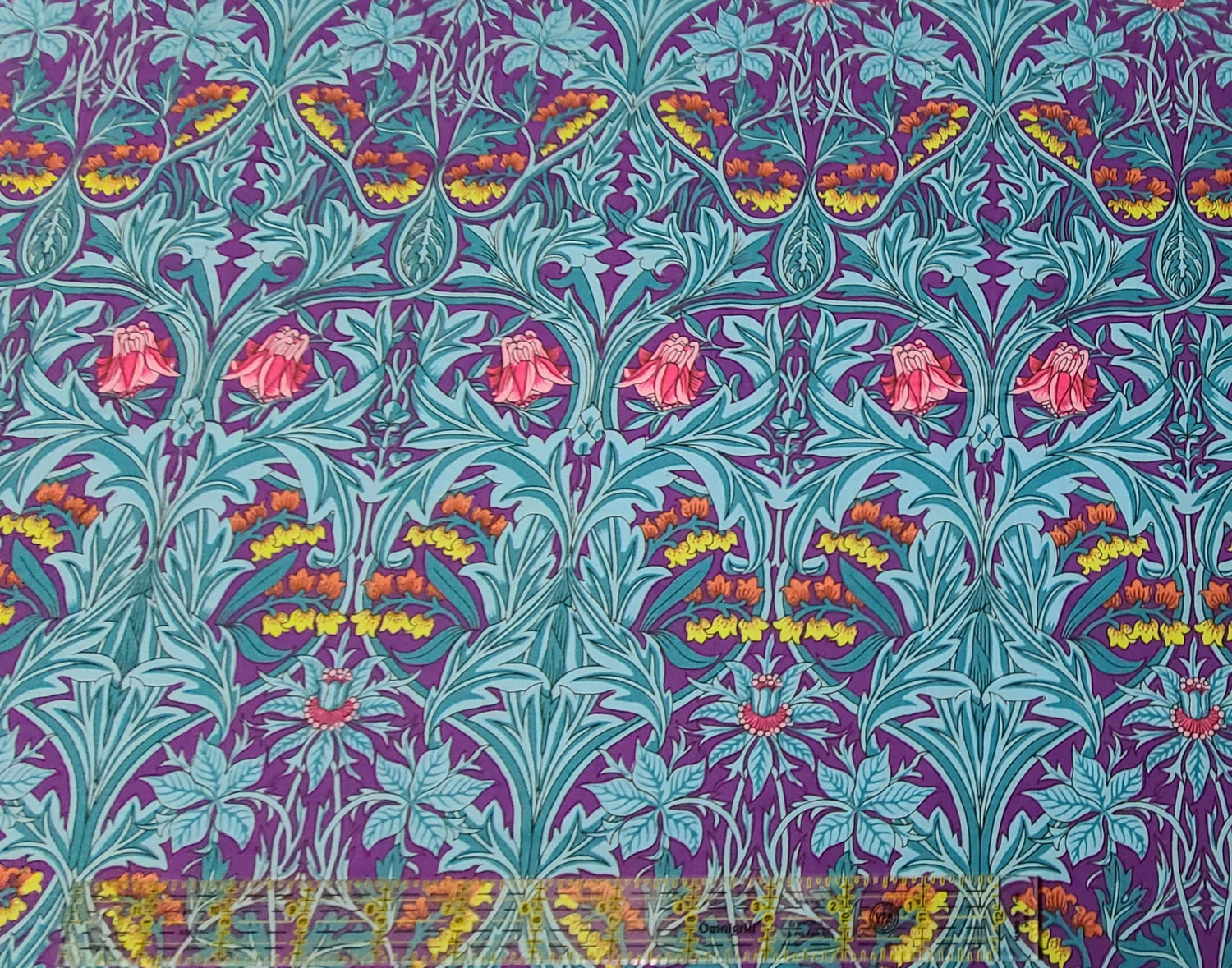 Quilting Cotton Kaffe Fassett x The Original Morris & Co. Floral Bluebell Purple