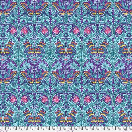 Quilting Cotton Kaffe Fassett x The Original Morris & Co. Floral Bluebell Purple