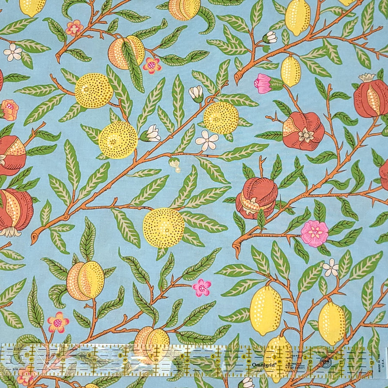 Quilting Cotton Kaffe Fassett x The Original Morris & Co. Floral Fruit Duck Egg
