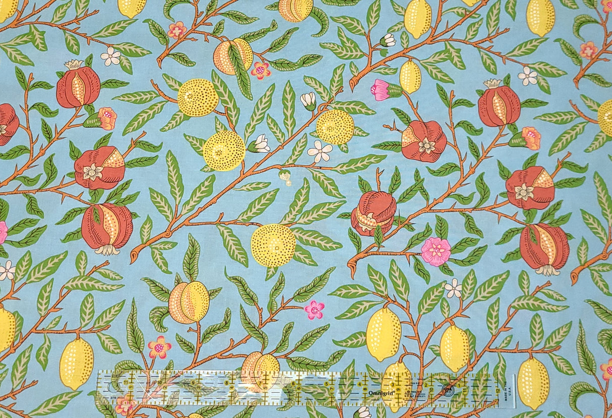 Quilting Cotton Kaffe Fassett x The Original Morris & Co. Floral Fruit Duck Egg