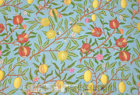 Quilting Cotton Kaffe Fassett x The Original Morris & Co. Floral Fruit Duck Egg