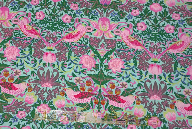 Quilting Cotton Kaffe Fassett x The Original Morris & Co. Strawberry Thief Aqua Floral