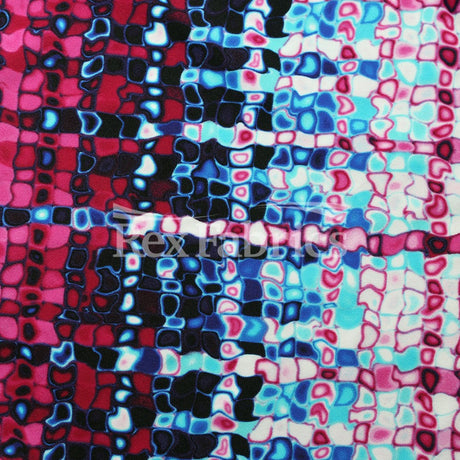 Kaleidoscope Stripe Nylon Spandex Fabric - Fuchsia, Green, Multi Abstract Print, 4-Way Stretch, 58/60" Width (1 Yard)