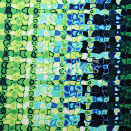Kaleidoscope Stripe Nylon Spandex Fabric - Fuchsia, Green, Multi Abstract Print, 4-Way Stretch, 58/60" Width (1 Yard)