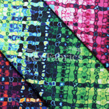 Kaleidoscope Stripe Nylon Spandex Fabric - Fuchsia, Green, Multi Abstract Print, 4-Way Stretch, 58/60" Width (1 Yard)