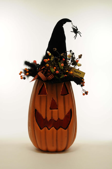 31" Karen Didion Lighted Tall Fiber Optic Pumpkin