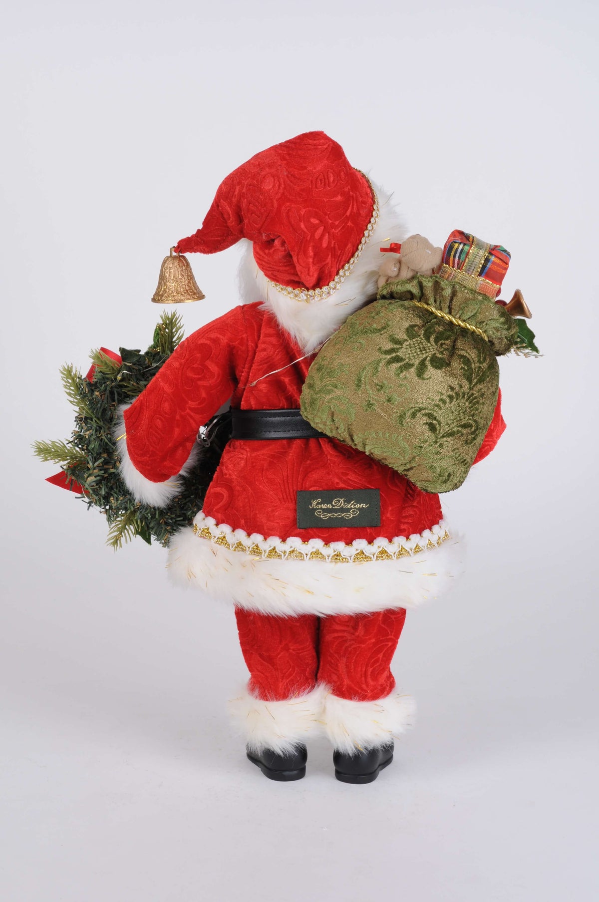 17" Karen Didion Lighted Berry Wreath Santa