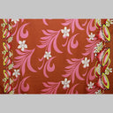 Polyester Fabric Kava Bowl Tiare Palm Leaves Double Border