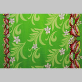 Kava Bowl Tiare Palm Leaves Double Border Polyester Fabric - Double Border Tropical Print, 36" X 60" (1 Yard)
