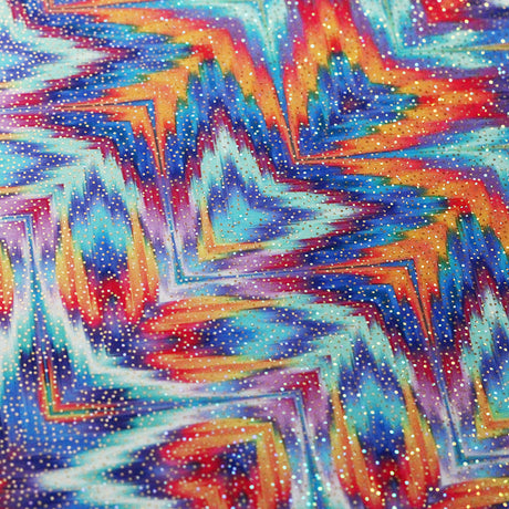Keenetik Polyester Spandex Fabric - Multicolor Abstract Wave Print, 58/60" Width (1 Yard)