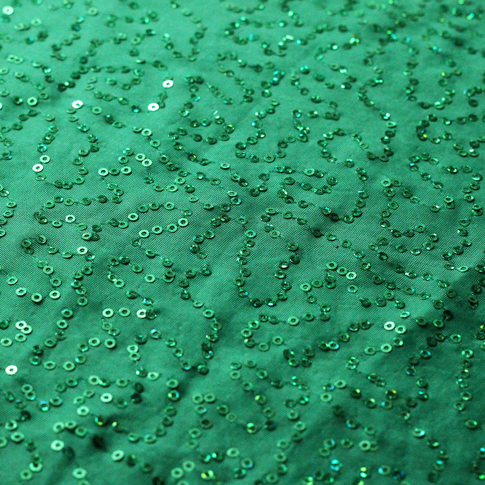 Glitzy Sequins Polyester Spandex Fabric - Multiple Colors, Round Sequins, 58/60" Width, 200 GSM (1 Yard)