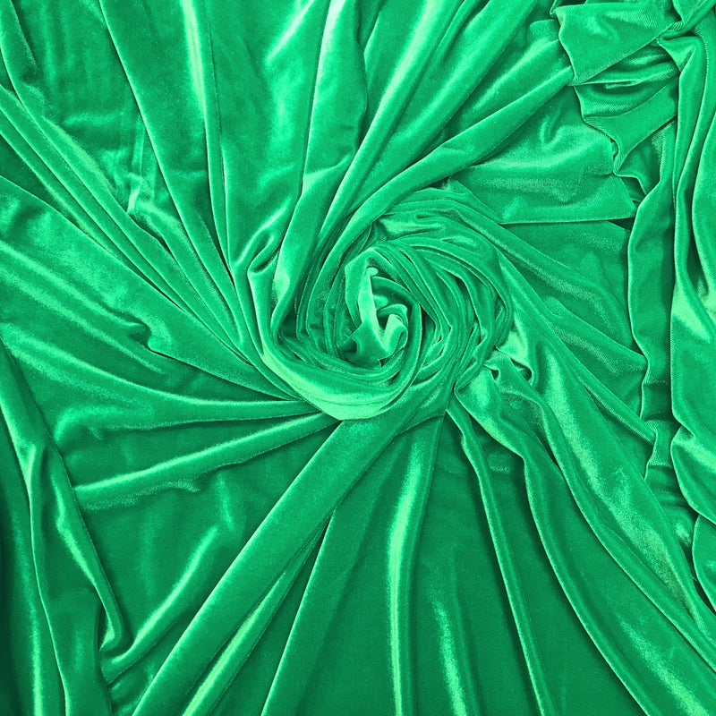 Kelly Green Stretch Velvet Fabric - Kelly Green, 58"-60" Width (1 Yard)