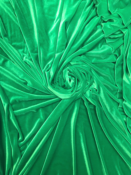 Kelly Green Stretch Velvet Fabric - Kelly Green, 58"-60" Width (1 Yard)