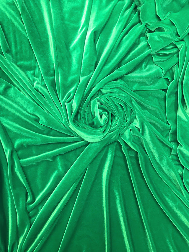 Kelly Green Stretch Velvet Fabric - Kelly Green, 58"-60" Width (1 Yard)