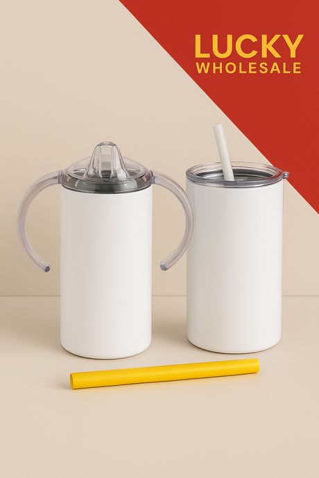 Kids Sippy Tumbler - White Sublimation Tumbler - White, 12OZ (1 Unit)