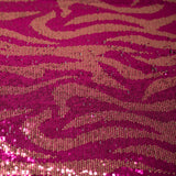 Kim Mesh Sequin Polyester Spandex Fabric - Fuchsia/Gold, Sequin Embroidered Mesh, 58" Width (1 Yard)