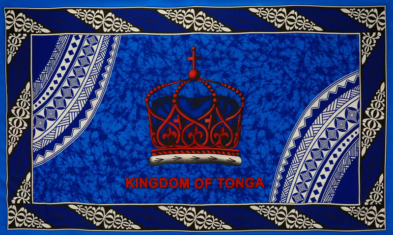 Kingdom Of Tonga Crown Sarong Polyester Fabric - Red, Blue, White, Black, Purple, 72" X 45" (1 Piece)