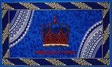 Kingdom Of Tonga Crown Sarong Polyester Fabric - Red, Blue, White, Black, Purple, 72" X 45" (1 Piece)