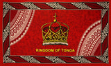 Kingdom Of Tonga Crown Sarong Polyester Fabric - Red, Blue, White, Black, Purple, 72" X 45" (1 Piece)
