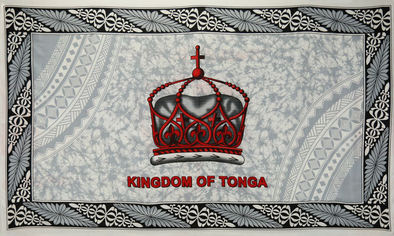 Kingdom Of Tonga Crown Sarong Polyester Fabric - Red, Blue, White, Black, Purple, 72" X 45" (1 Piece)