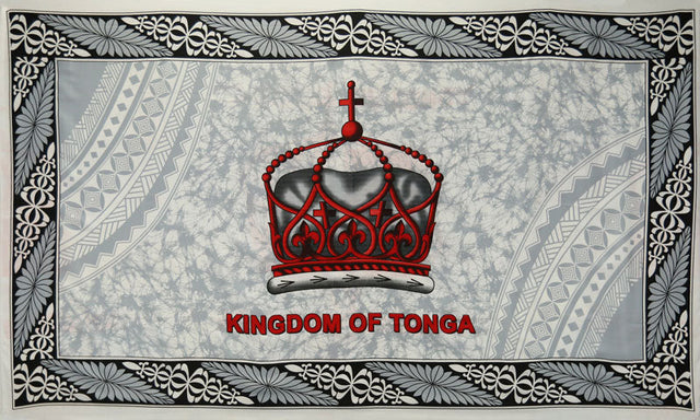 Kingdom Of Tonga Crown Sarong Polyester Fabric - Red, Blue, White, Black, Purple, 72" X 45" (1 Piece)