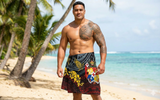 Kingdom Of Tonga Hibiscus Turtle Sarong Polyester Fabric - Charcoal, Royal, Purple, Teal, 72" X 45" (1 Unit)