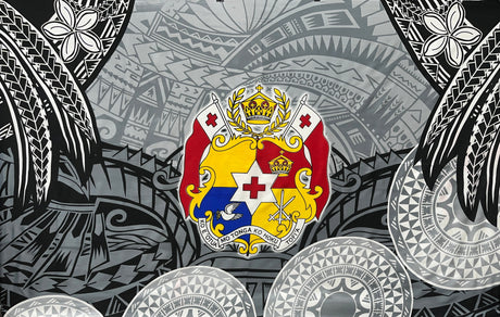 Polyester Sarong Kingdom of Tonga Seal Plumeria Tattoo Design