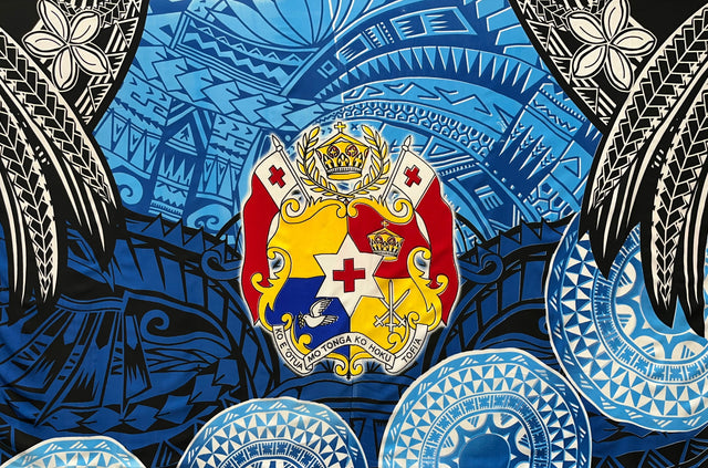 Polyester Sarong Kingdom of Tonga Seal Plumeria Tattoo Design