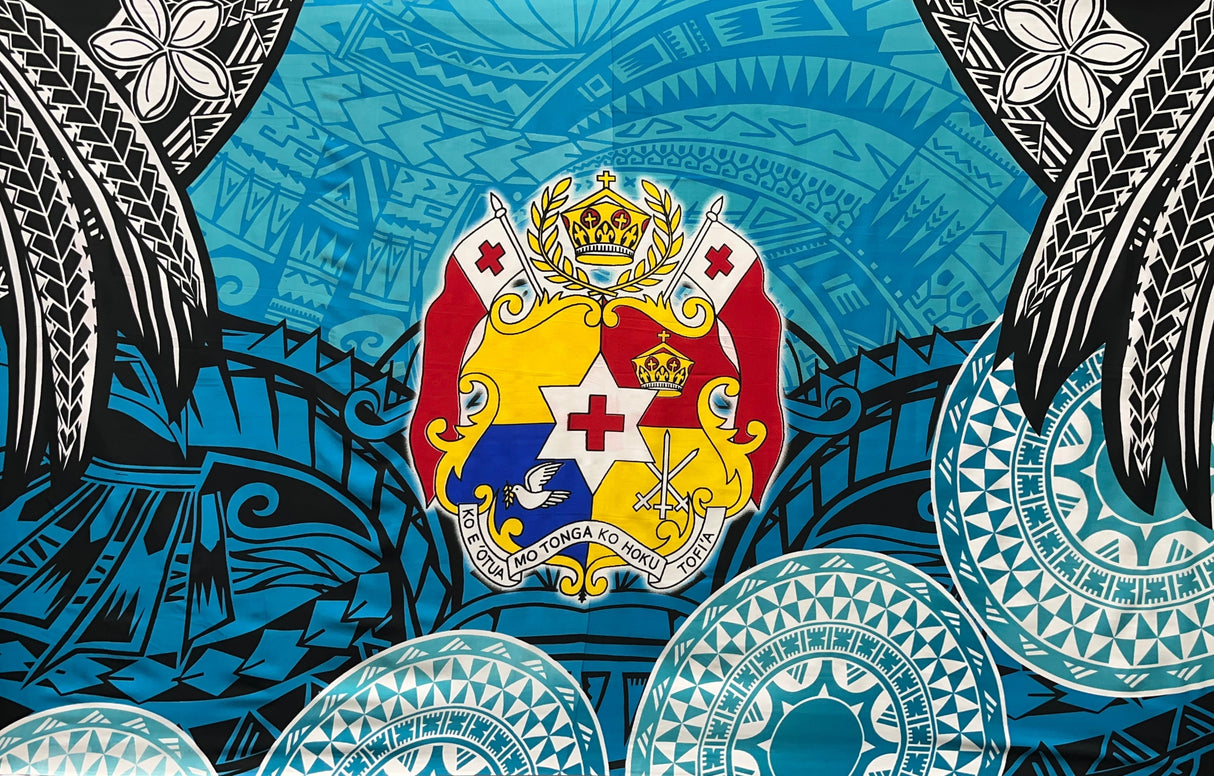 Polyester Sarong Kingdom of Tonga Seal Plumeria Tattoo Design