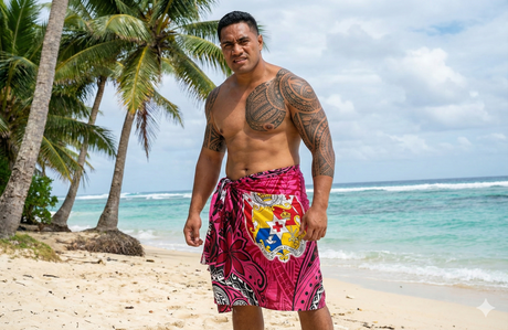 Polyester Sarong Kingdom of Tonga Seal Tiare