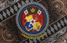 Kingdom Of Tonga Seal Tribal Polyester Fabric - Brown, Red, Purple, Teal, Tribal Pattern, 72" X 45" (1 Piece)