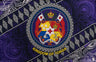 Kingdom Of Tonga Seal Tribal Polyester Fabric - Brown, Red, Purple, Teal Tribal Seal Print, 72" L X 45" W (1 Piece)