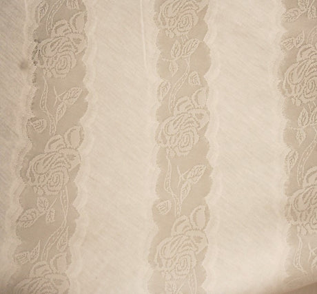 Knit Chanel Jacquard Polyester Rayon Fabric - Ivory/Ivory Diagonal Lace-Like Lines, 58/60" Width
