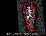 Elvira Red Spider Coffin Glitter - Enamel Pin