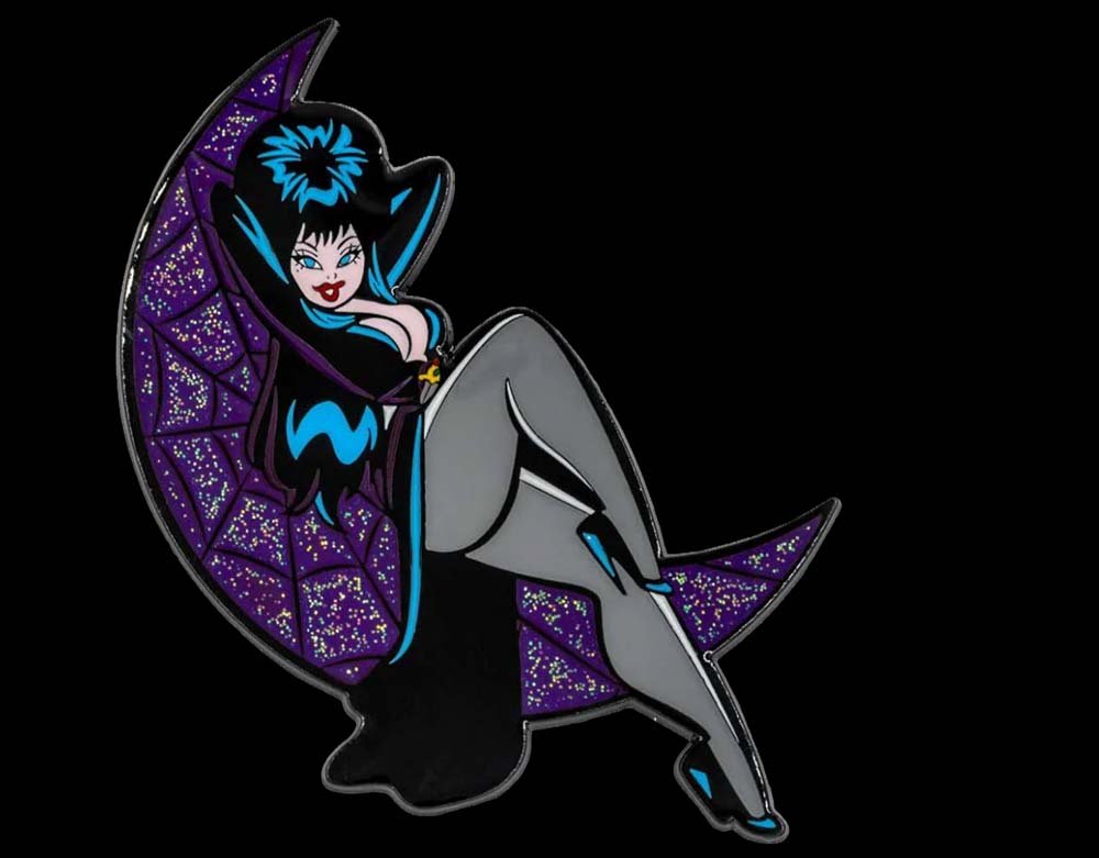 Elvira Purple Crescent Moon Glitter - Enamel Pin