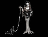 Vampira With Flying Bat - Enamel Pin