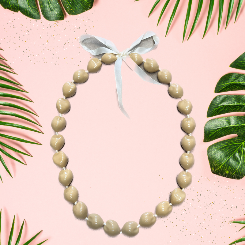 Kukui Nut Lei Necklace - Colorful Hawaiian Lei, 0.7-0.9 Lb (1 Piece)
