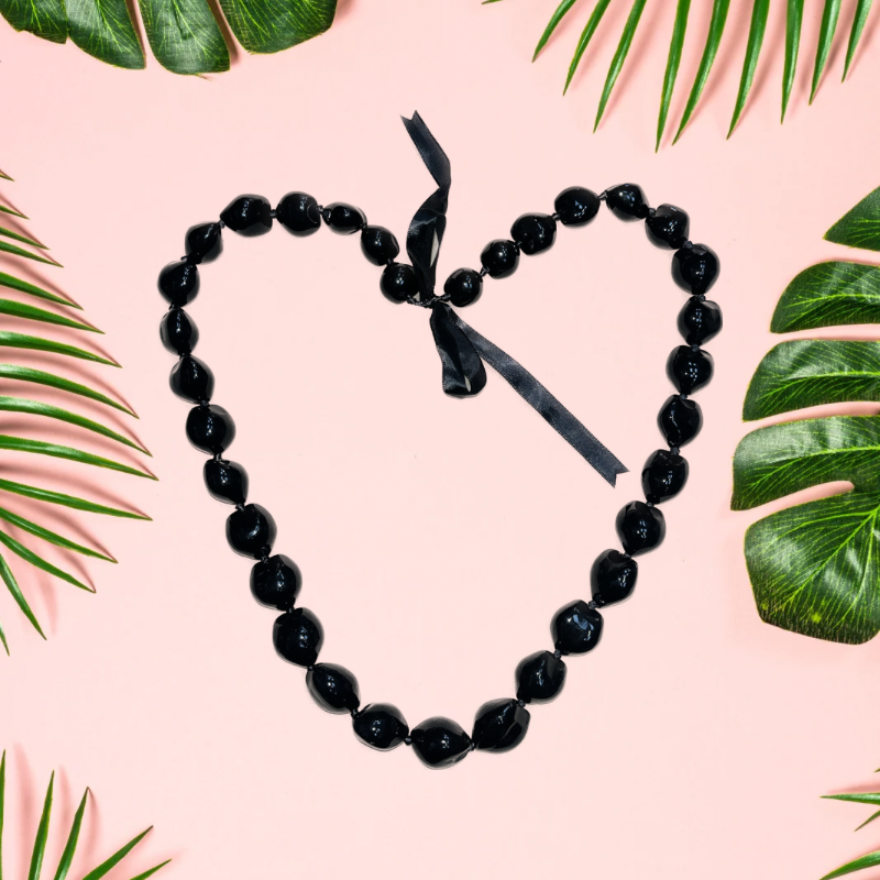 Kukui Nut Lei Necklace - Colorful Hawaiian Lei, 0.7-0.9 Lb (1 Piece)