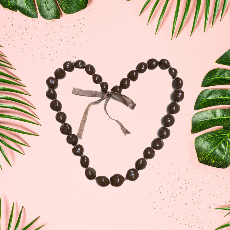 Kukui Nut Lei Necklace - Colorful Hawaiian Lei, 0.7-0.9 Lb (1 Piece)