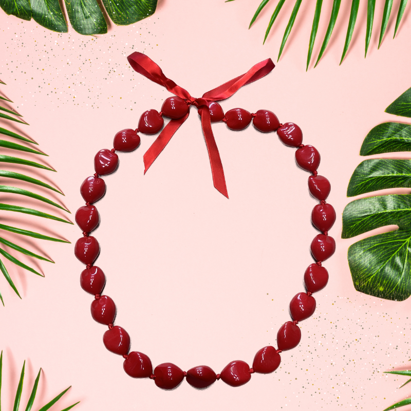 Kukui Nut Lei Necklace - Colorful Hawaiian Lei, 0.7-0.9 Lb (1 Piece)
