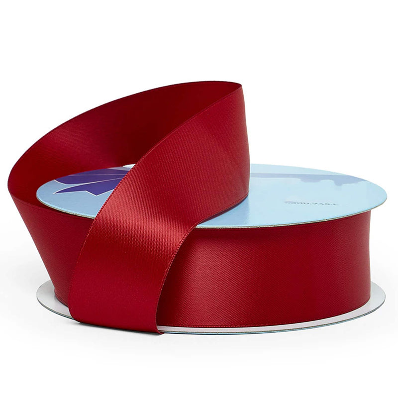 Deluxe Solid Hue Ribbon – Satin Strip 7/8 '' X 50 yd Double Faced 1 / roll Ruby