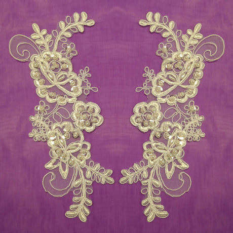 Beaded Corded Lace Applique