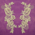 Beaded & Corded Lace Applique 100 Percent Polyester Organza Fabric - Ivory, Silver, White, Embroidered, 7.5" X 2.75" (1 Pair)
