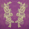 1 Pair Beaded & Corded Lace Applique Embroidered on 100% Polyester Organza 7.5" x 2.75" Each Side
