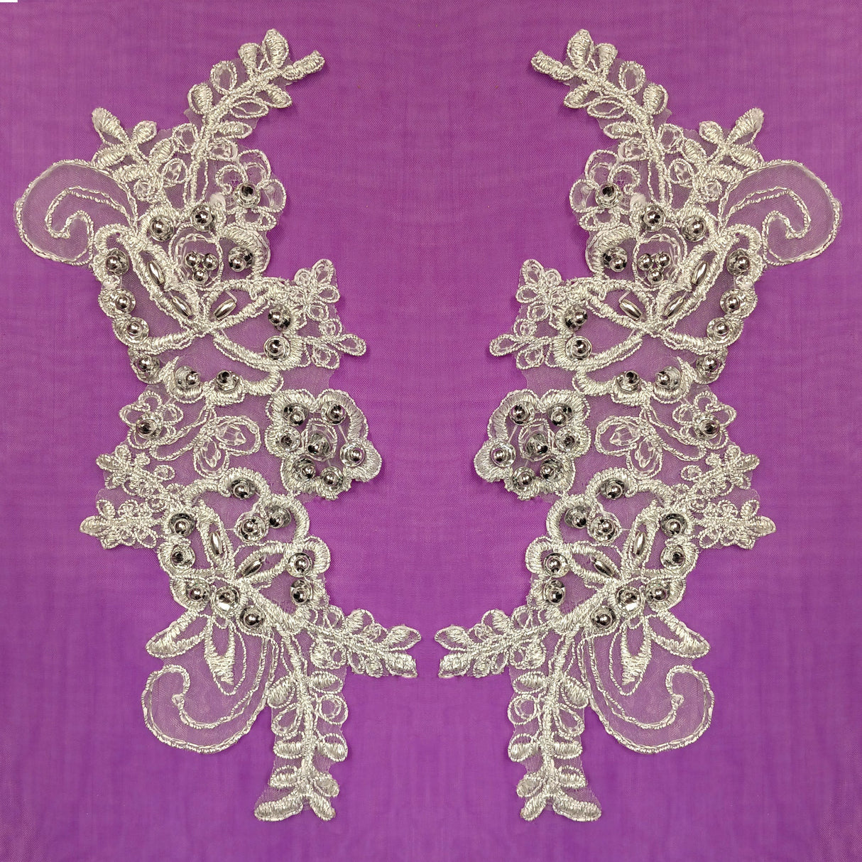 Beaded Corded Lace Applique