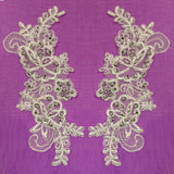 Beaded Corded Lace Applique on Polyester Organza